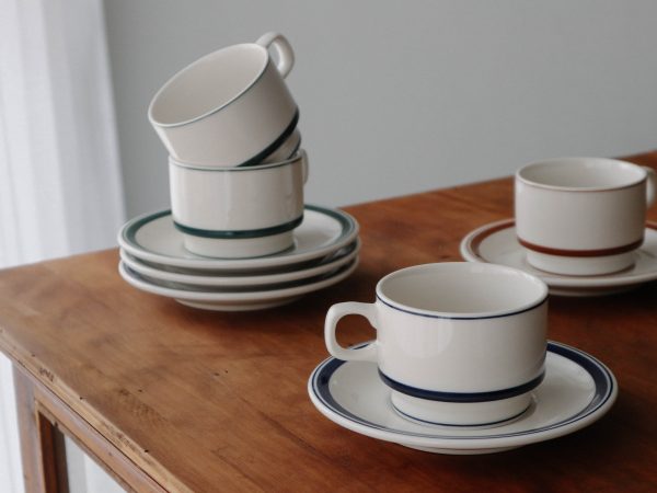 KOYO 日本光洋陶器 復古滾線咖啡杯盤組